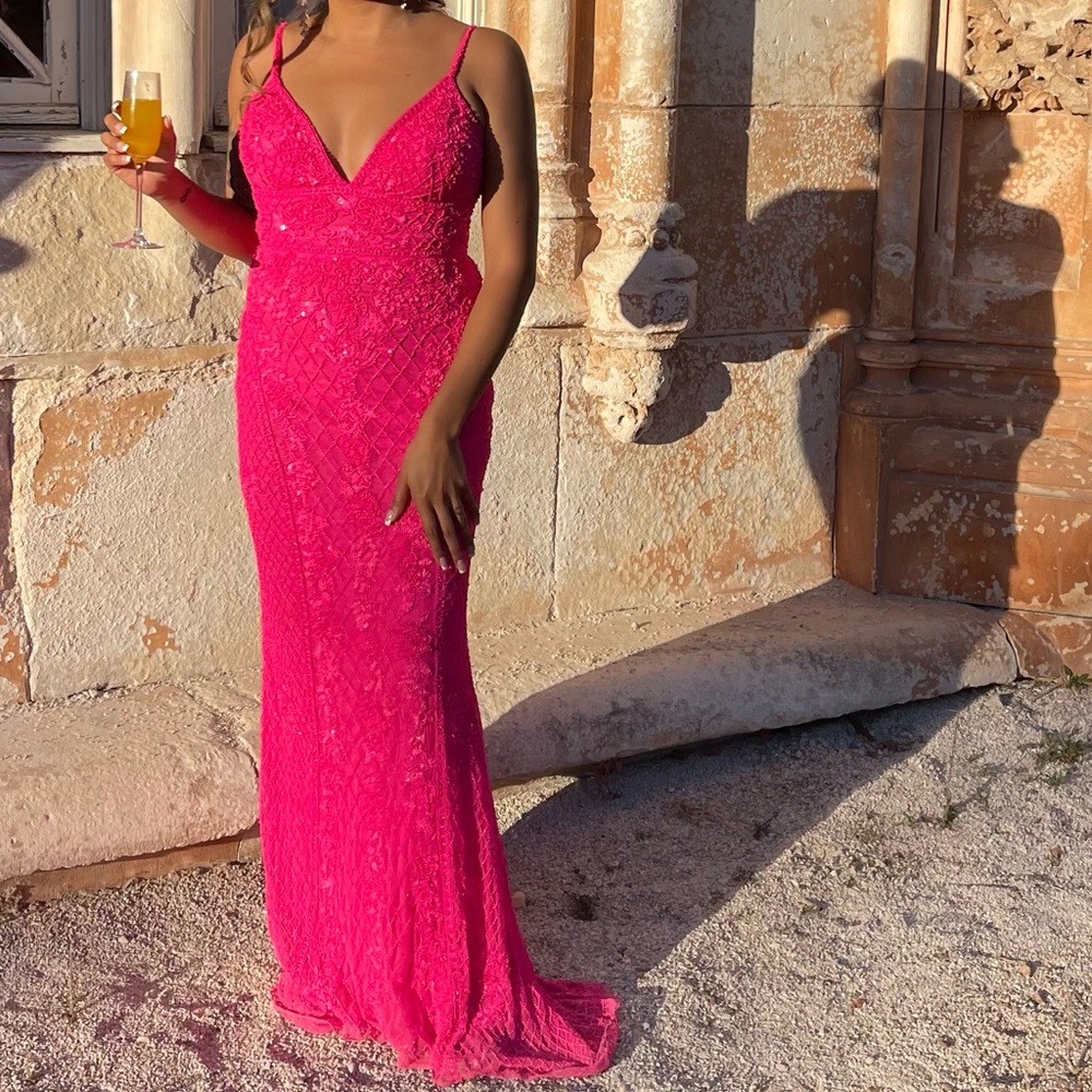 Sherri Hill Neon Pink Gown